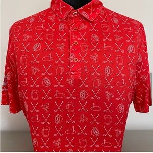 CS- Red Golf & Crawfish Print Polo